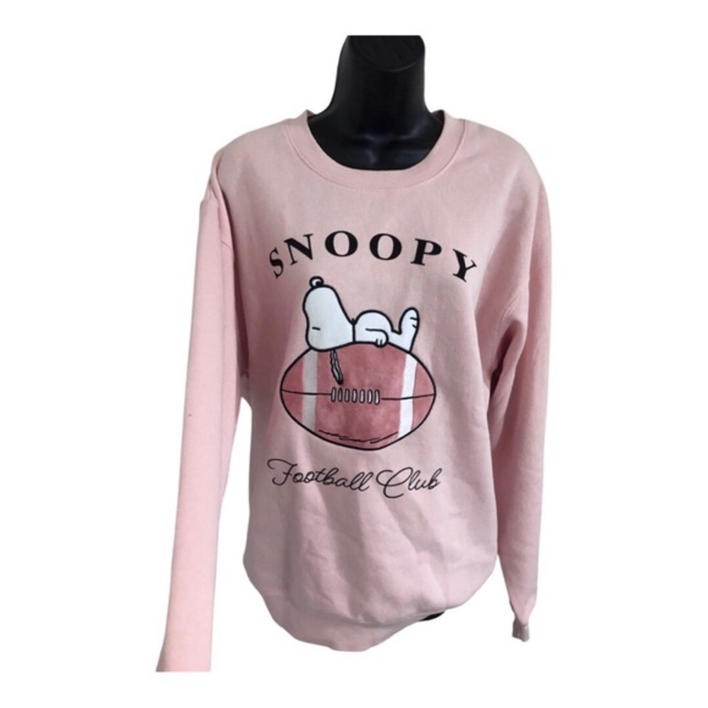 Peanut’s Snoopy football club graphic print pink sweatshirt‎ size medium new - Picture 3 of 15